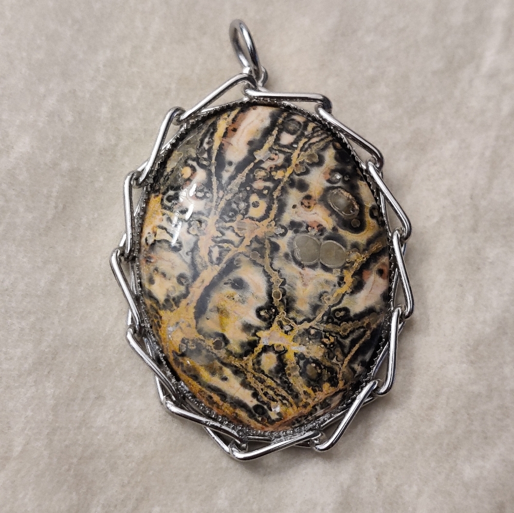 Genuine Leopardskin Jasper Pendant Minimalist Healing Gemstone